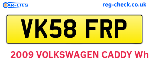 VK58FRP are the vehicle registration plates.