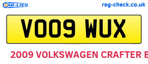 VO09WUX are the vehicle registration plates.