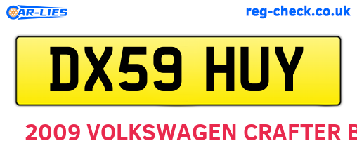 DX59HUY are the vehicle registration plates.