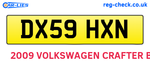 DX59HXN are the vehicle registration plates.