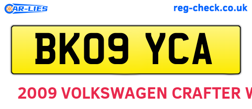 BK09YCA are the vehicle registration plates.