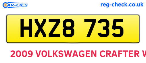 HXZ8735 are the vehicle registration plates.