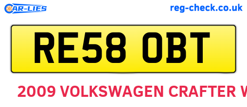 RE58OBT are the vehicle registration plates.