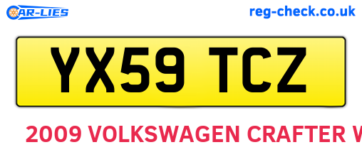 YX59TCZ are the vehicle registration plates.