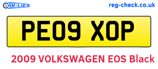 PE09XOP are the vehicle registration plates.