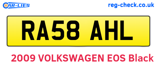 RA58AHL are the vehicle registration plates.