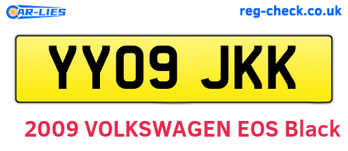 YY09JKK are the vehicle registration plates.