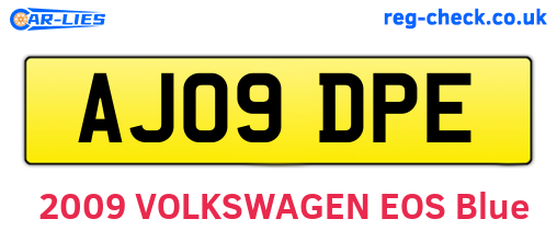 AJ09DPE are the vehicle registration plates.