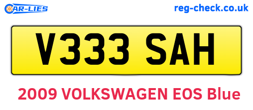 V333SAH are the vehicle registration plates.