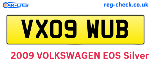 VX09WUB are the vehicle registration plates.