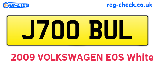 J700BUL are the vehicle registration plates.