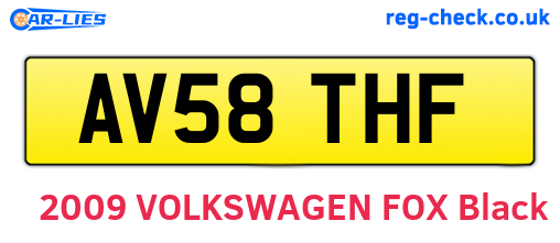 AV58THF are the vehicle registration plates.