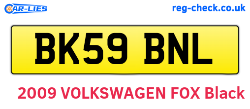 BK59BNL are the vehicle registration plates.