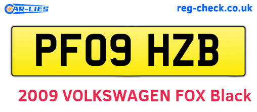 PF09HZB are the vehicle registration plates.