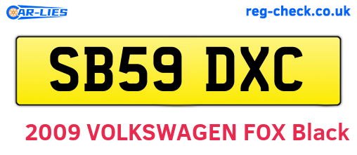 SB59DXC are the vehicle registration plates.