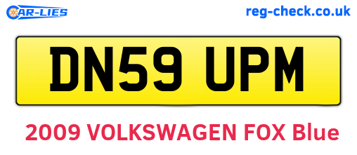 DN59UPM are the vehicle registration plates.