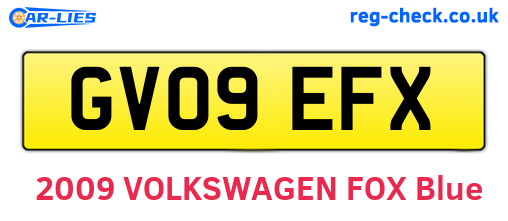 GV09EFX are the vehicle registration plates.