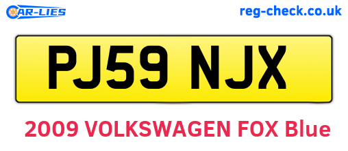 PJ59NJX are the vehicle registration plates.