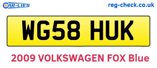 WG58HUK are the vehicle registration plates.