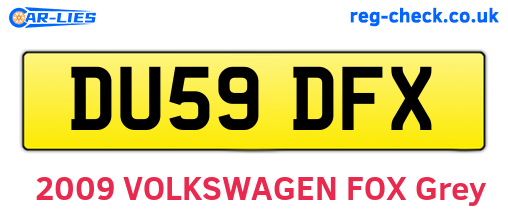 DU59DFX are the vehicle registration plates.