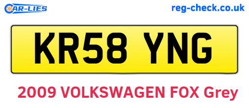 KR58YNG are the vehicle registration plates.