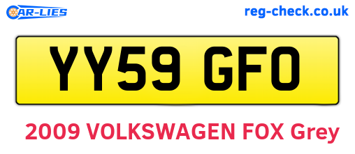 YY59GFO are the vehicle registration plates.