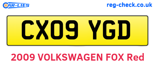 CX09YGD are the vehicle registration plates.