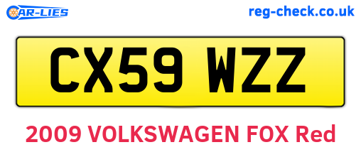 CX59WZZ are the vehicle registration plates.