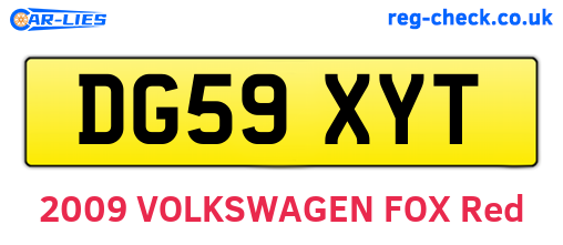 DG59XYT are the vehicle registration plates.