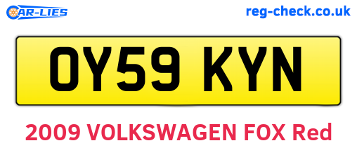OY59KYN are the vehicle registration plates.