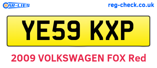 YE59KXP are the vehicle registration plates.