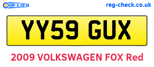 YY59GUX are the vehicle registration plates.