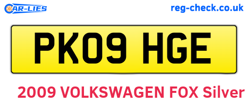 PK09HGE are the vehicle registration plates.