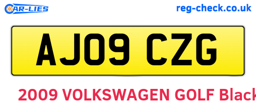 AJ09CZG are the vehicle registration plates.