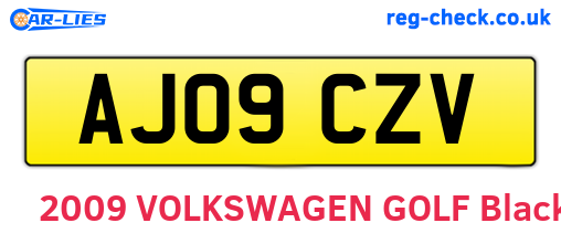 AJ09CZV are the vehicle registration plates.