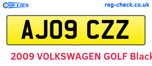 AJ09CZZ are the vehicle registration plates.