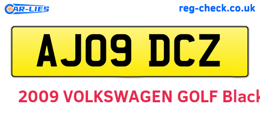 AJ09DCZ are the vehicle registration plates.