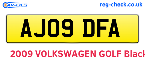 AJ09DFA are the vehicle registration plates.