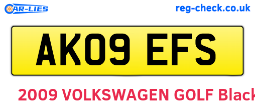 AK09EFS are the vehicle registration plates.