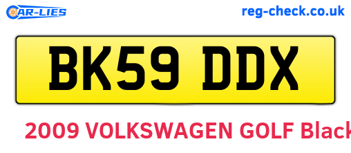 BK59DDX are the vehicle registration plates.