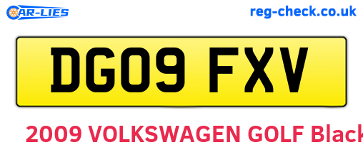 DG09FXV are the vehicle registration plates.