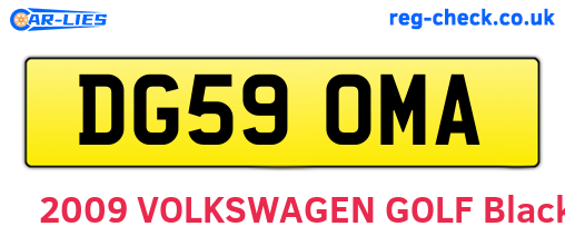 DG59OMA are the vehicle registration plates.