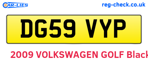 DG59VYP are the vehicle registration plates.