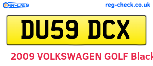 DU59DCX are the vehicle registration plates.