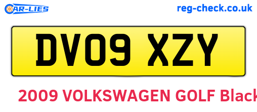 DV09XZY are the vehicle registration plates.