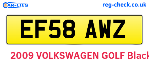 EF58AWZ are the vehicle registration plates.