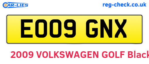 EO09GNX are the vehicle registration plates.