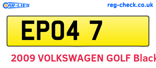 EPO47 are the vehicle registration plates.
