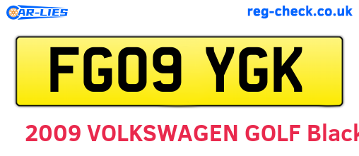 FG09YGK are the vehicle registration plates.
