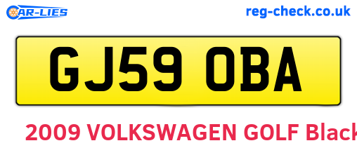 GJ59OBA are the vehicle registration plates.